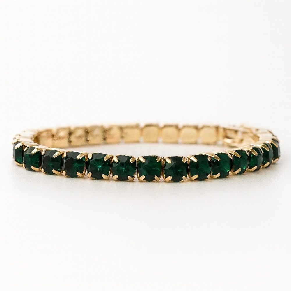⚜️ Elegant Bracelet With Deep Green Zirconia 💎🟢